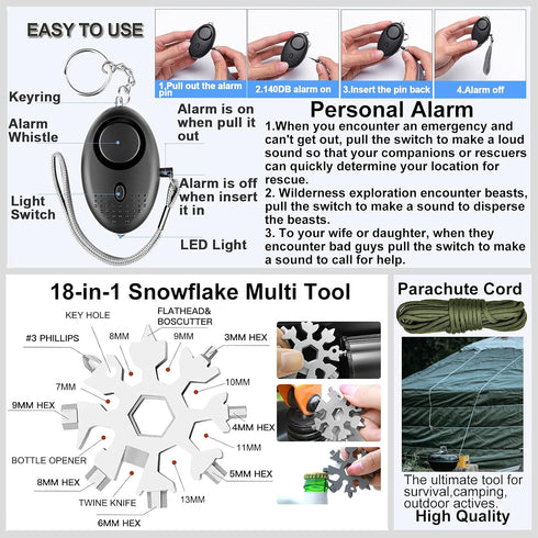 Gifts for Men Dad Husband - 21 in 1 Survival Gear and Equipment Kit, Tactical Tool