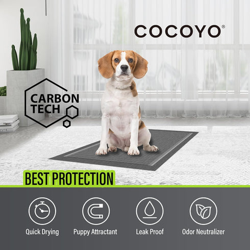(100 Count, 22x22 inch),Gray COCOYO Dog Training Pads Carbon Absorb Eliminating Urine Odor Doggie Training Pads Premium