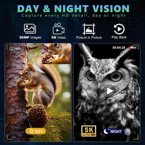 Derowern 5K 10X 4'' 64GB Night Vision Goggles - Night Vision Binoculars for Adults, Digital Zoom, UHD IPS Screen and TF