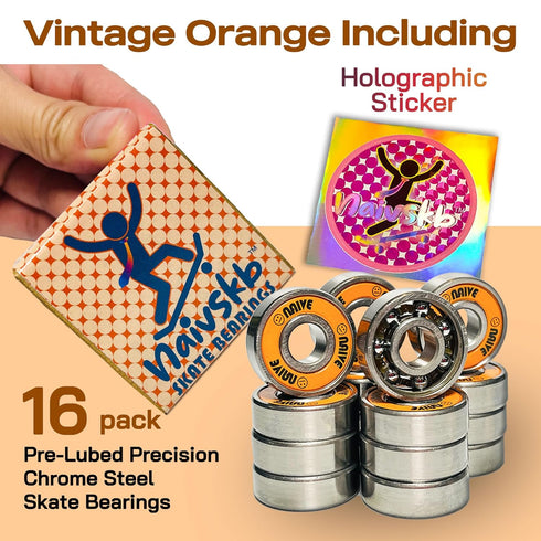 Skate Bearings 8mm 16 Pack, Precision 608 Bearings for Quad Inline Speed Skates, Roller Derby, Skateboard