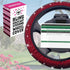 Universal Colorful Bling Crystal Diamond Rhinestones Golf Cart Steering Wheel Cover, Anti Slip Easy to Install (Red
