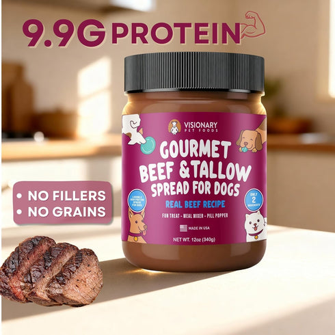 12oz Visionary Pet Foods Beef Meat Spread - Healthy Dog Treat - Alternative to Dog Peanut Butter, Xylitol Free, No