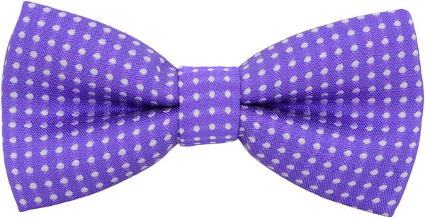 Puppy & Kitten Collar Bow Tie, Adjustable for Small Cats & Dogs, Lavender Purple with White Polka Dots