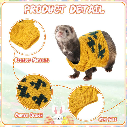 4 Pcs Easter Ferret Clothes, Knitted Sweatshirt for Small Animals, Bunny Costume for Warm Winter