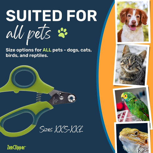 Zen Clipper Pet Nail Clipper for Dogs - Safer Grooming and Nail Care - Easy-to-Use Stainless Steel