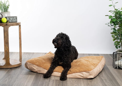 Modern Threads Luxury Dog Bed, Orthopedic Memory Foam Pillow Bed for Small to Large Dogs, Machine Washable, Linen Beige