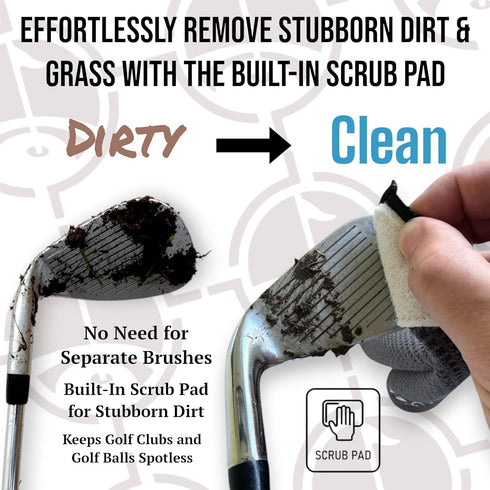 Multi-Function Magnetic Golf Towel - Dual Wash Pockets, Waffle Pattern, Ball Scrubber, Perfect Golf Gift