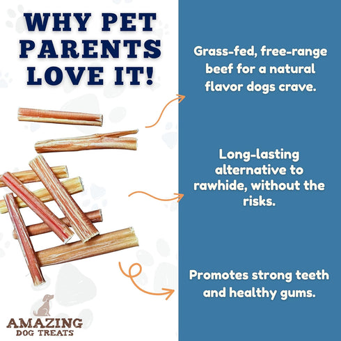 4-6 Inch (10 oz) 100% Amazing Dog Treats - Variety Bully Sticks - All Natural Rawhide Alternative - Long Lasting Dog