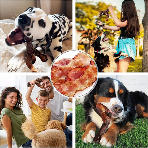 Dog Chew Toys for Aggressive Chewers, Tough Bacon Flavored Bone Toys for Medium/Large Breed Dogs