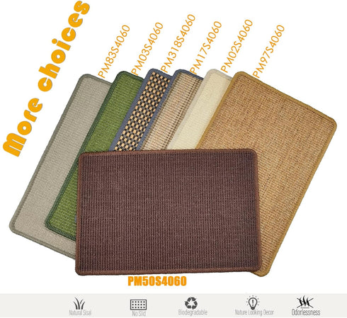 Cat Scratching Mat, 23.6 x 15.7inch Sisal Cat Scratchers for Indoor Cats, Horizontal Scratcher (Dark Brown)