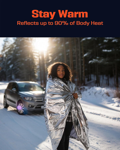 PREPARED4X Mylar Blankets 8 Pack, Waterproof Emergency Blankets for Outdoor Survival