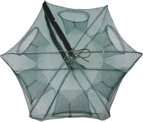 Cyrank 6 Crawfish Trap, Foldable Fishing Bait Trap Holes Hexagon Crab Trap Crawfish Fishing Net Portable Minnow Trap