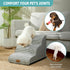 Dog Stairs for Couch or Low Bed, 3 Tiers Foam Pet Steps for Small Dogs, Non-Slip, White-Black, 15.7x22.4x15.7in