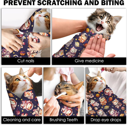 27.6"Cat Tool(6-10 lbs) Grooming Wrap, Self Adhesive Cat Wrap for Cutting Nails, Anti-Escape Calming Cat Swaddle Wrap