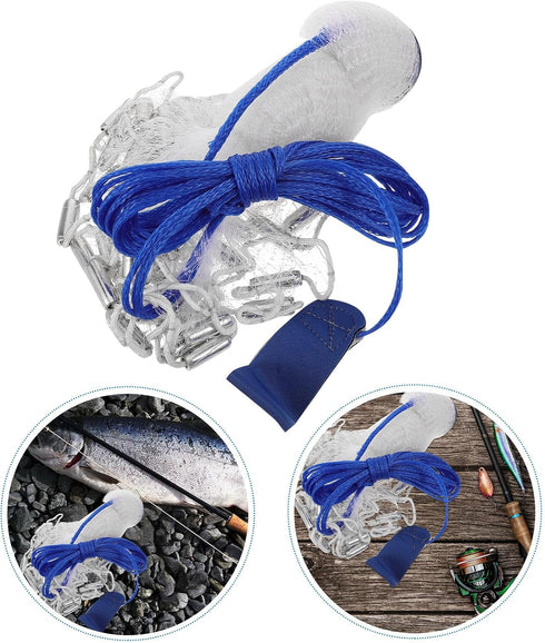 4ft/1.2m Hand Thrown Cast Net for Fishing with Weighted Steel Sinkers, Single Monofilament Mesh, Freshwater