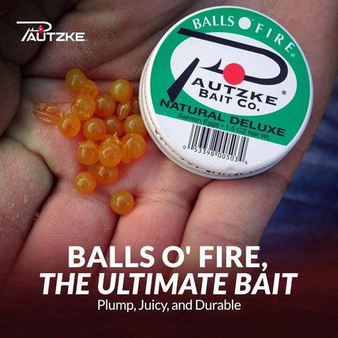 Pautzke Balls O' Fire Salmon Eggs Bait, Real Salmon Eggs for Trout Fishing, Soft Fish Eggs for Salmon Fishing