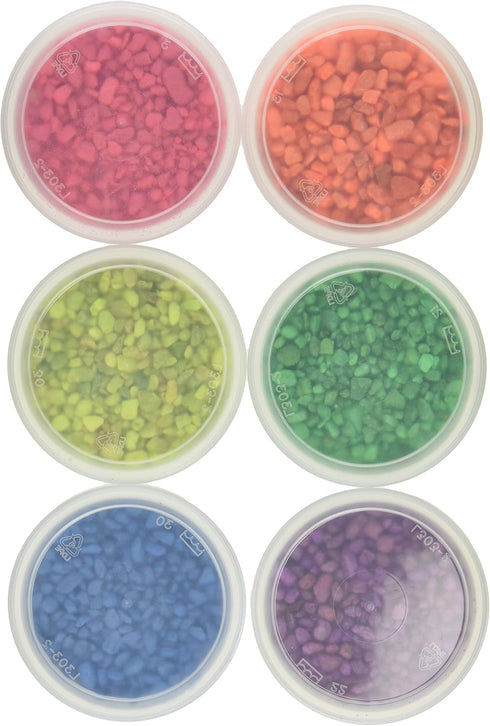 Hygloss 23606 MINI Aquarium & Craft Gravel, 6 Assorted Neon Colors, 6 x 6 oz
