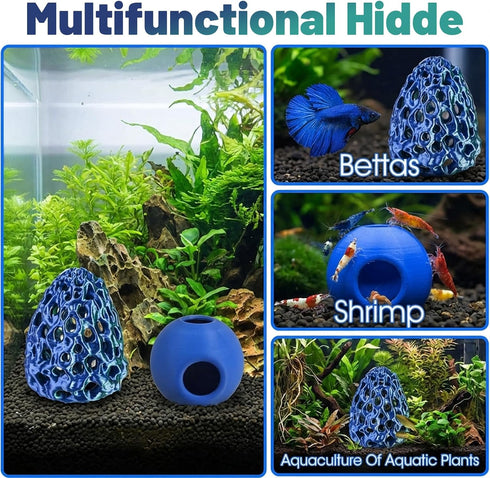 Qitdusy 2PCS Shrimp Hides for Aquarium, Shrimp Hide and Aquarium Shrimp Hideout, Decor Caves for Shrimp Tank