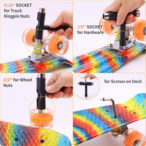 Skateboards, 22" Complete Mini Cruiser for Kids with Colorful Flashing Wheels, Perfect Gift