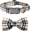 Dog Collar, Bow Dog Collar Plaid Pet Collar, Cute Soft Adjustable Collar for Large Dogs with Metal Buckle