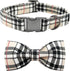 Dog Collar, Bow Dog Collar Plaid Pet Collar, Cute Soft Adjustable Collar for Large Dogs with Metal Buckle