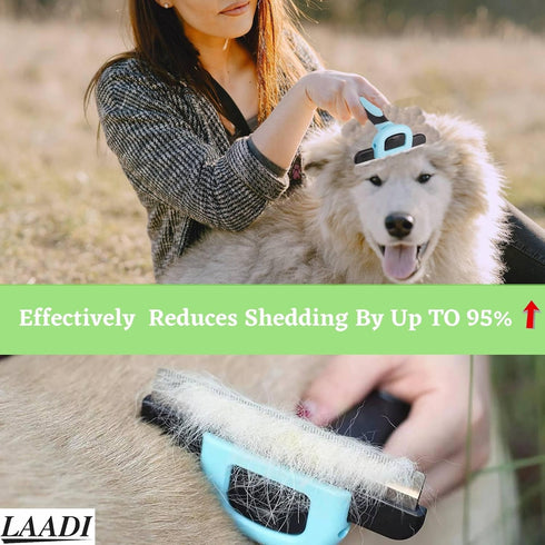 Deshedding Tool for Dogs and Cats, Reduces Shedding by Up to 95% in Less Than 10 Minutes, Grooming Brush
