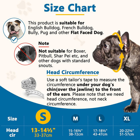 BARKLESS Short Snout Dog Muzzle, Soft Silicone Flat Faced Muzzle for French Bulldog, Shih Tzu, Pug