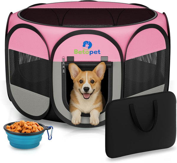 Playpen for Small Dogs Cats Crate: Puppy Play Pen Indoor Outdoor Foldable