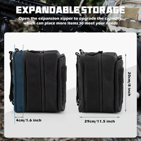 Jueachy Molle Large Tactical Pouch, Expandable Admin Bag for Medical Tool Accessories