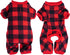 Pet Christmas Pajamas, X-Large Red Black Buffalo Plaid Jumpsuit for Dogs & Cats, Soft Winter Clothes