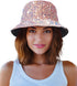 Womens Sequin Beach Bucket Hat, Shiny Glitter Sun Cap for Party Travel Girls Teens