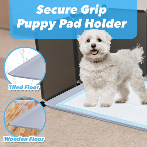 Skywin Dog Pad Holder Tray for 24” x 24” Pads with Litter Box Enclosure - Easy Clean Indoor Dog Potty Tray