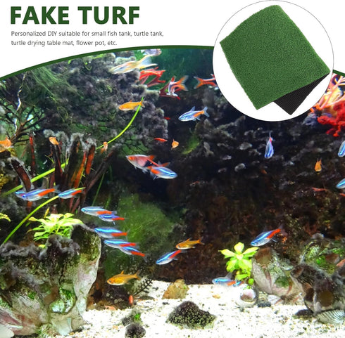 jojofuny Artificial Grass Turf, Aquatic Grass Lawn for Pet, Turtle Basking Ramp, Simulation Grass for Fish Tank Reptile