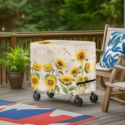 Puxucrazy Patio Cooler Cover Sunflower Rolling Cooler Cover Anti-UV Patio Ice Chest Protective Covers for Outdoor Bar