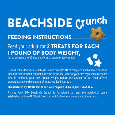 30 oz. Purina Friskies Cat Treats, Party Mix Beachside Crunch - Pouch