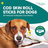 Ocean Tides Icelandic Atlantic Cod Fish Skin Treats for Dogs and Cats - Dried Lean Crunch Sticks Chews