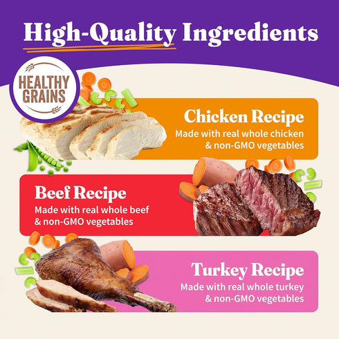 Pack, 13.2 Oz (Pack 6) Halo Wet Dog Food Variety Three Canned Whole Meat Chicken Stew, Beef Stew, Turkey & Salmon Stew