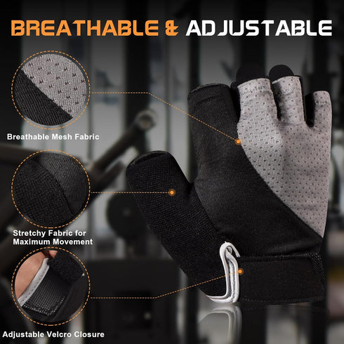 (4 sunnex Workout Gloves for Women - Breathable Weight Lifting Gloves with Non-Slip Silicone Padding, Fingerless Gym