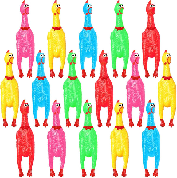 Sratte 16 Pack Screaming Chicken Toys Bulk Large Rubber Squeaking Chicken Toys