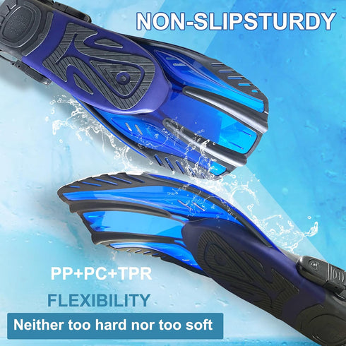 Set,Panoramic Swimming Snorkeling Gear for Adults,Mask Fins Snorkel View Diving Mask Anti-Fog,Dry Snorkel,Adjustable