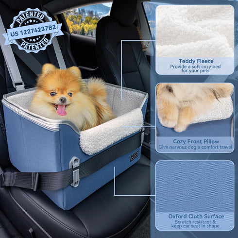 PETSFIT Dog Car Seats for Small DogsPatented Safety BucklesSafety TetherFoldable Travel Dog Booster Car Seat Reduces