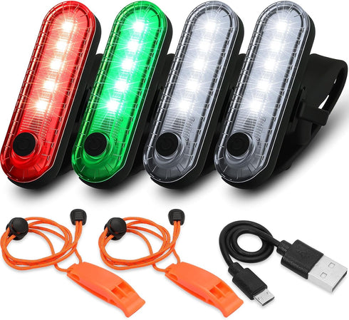 Treela 6 Pcs LED Navigation Kayak Lights with Safety Whistle Battery Operated