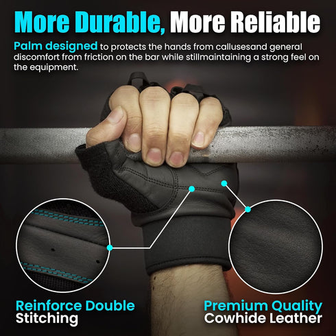 SATHIND Leather Workout Gloves for Men & Women Anti-Slip Weightlifting, Gym, and Cycling Gloves with StretchBack Mesh