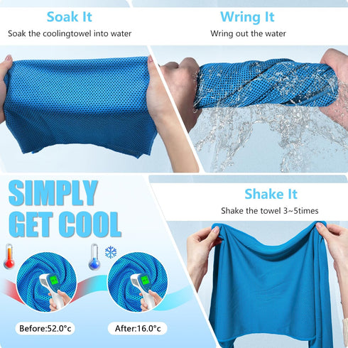 PAWPRO 4 Packs Cooling Towels for Neck and Face, Soft Breathable Gym Towels with Waterproof Bag & Carabiner