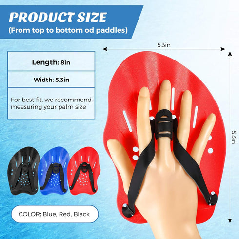 Skylety 3 Pairs Swim Paddle Hand, Adjustable Diving Training Paddle for Men Women Children