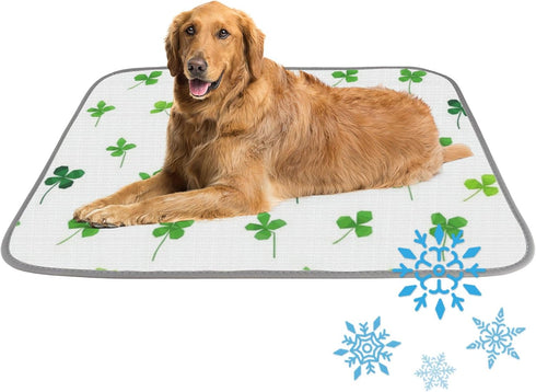 imiBBWQu Dog Cooling Mat St Patricks Day Leaves Water Cooling Mat for Cat