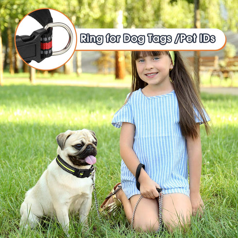 3 Pieces Adjustable Reflective Dog Collars, Quick Release Nylon Dog Collars for Dogs