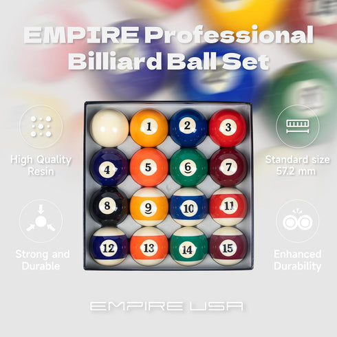 Set 2.25 Set Empire USA Billiard Economy Balls Regulation Pool Balls, Premium Resin Billiard Ball with Cue Ball