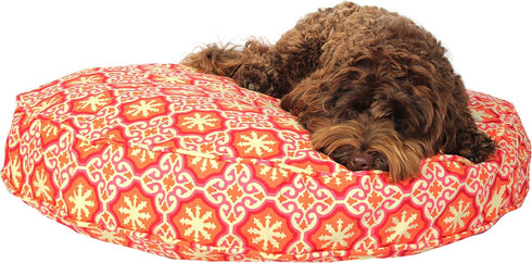 Molly Mutt Medium Large Round Dog Bed Cover - Washable Pet Bed with Removable Cover - Papillon Print, 36" x 5" Round