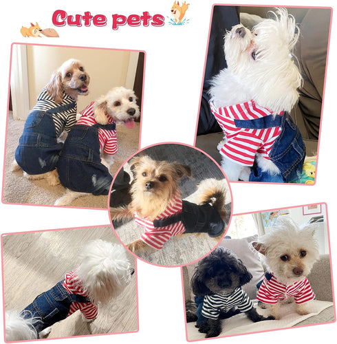 SILD Pet Denim Jumpsuit Dog Jeans, Cool Blue Coat for Medium Small Dogs, Classic Vintage Washed Jacket (M)